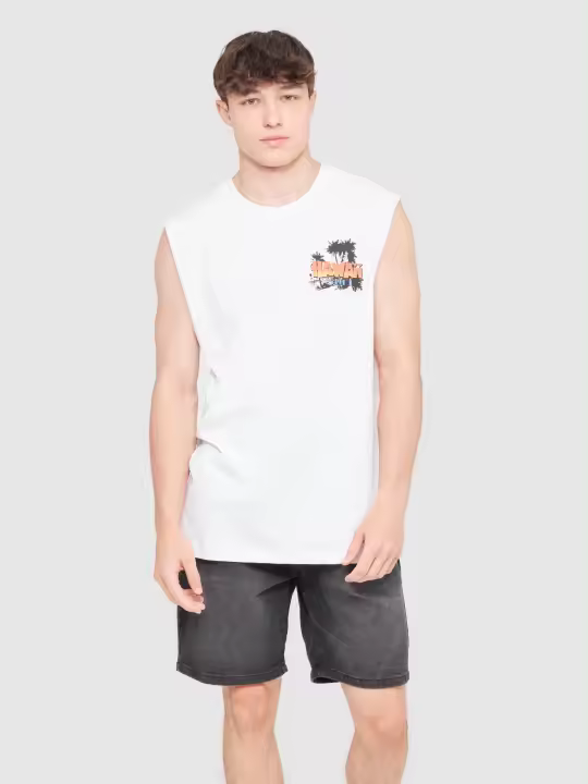 Dale un toque veraniego a tu look con esta camiseta desmangada con estampado ilustrado de Hawaii INSIDE - 1