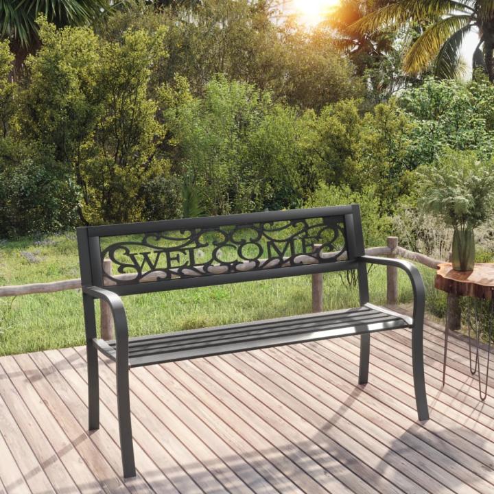Vidaxl garden bench 125 cm black steel