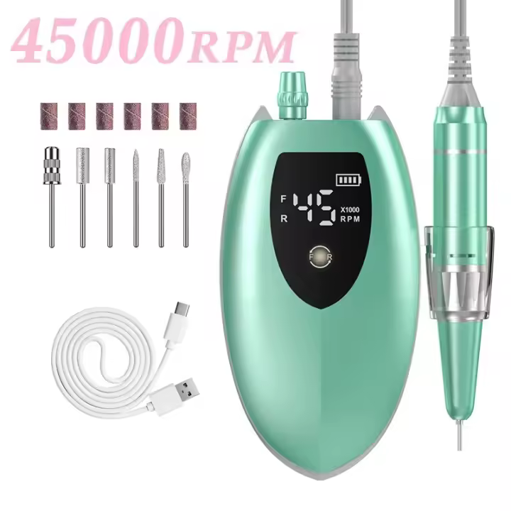 Taladro De Uñas Profesional 45000RPM Con Modo Pausa Máquina De Manicura Eléctrica Para Esmalte De Gel Y Salón De Belleza Accesorios De Taladro De Uñas - 1