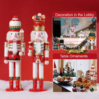 2Pcs Soldado De Navidad Nutcracker De 38CM Adorno De Escritorio Serie De Caramelo Artesanal De Madera Regalo De Navidad Decoración Para El Hogar - details 1