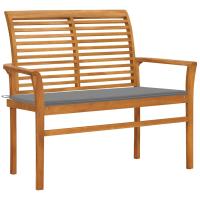 vidaXL Banco de jardín madera maciza de teca con cojín 112 cm en color Negro/Antracita/Crema y más | acolchados duraderos para sofás de jardín terraza exterior - details 4