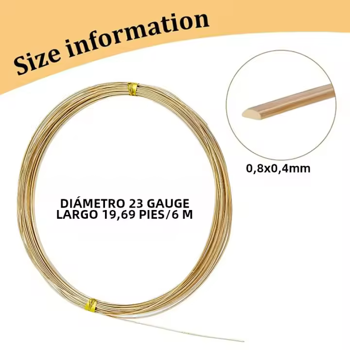 Hilo De Cobre Cuadrado 0.6mm 20 Pies Medio Redondo Para Artesanía Y Joyería Componentes Metálicos Para Creación De Accesorios - 1