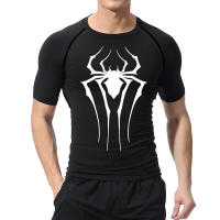 Camiseta Deportiva De Secado Rápido Para Hombres Con Estampado De Araña Camiseta De Compresión Para Gimnasio Y Running Camiseta Básica Antirrash - details 5