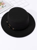Sombrero Fedora Estilo Hepburn Para Mujer Versátil Retro Británico De Lana Jazz Top Flat Con Hebilla De Cinturón Para Otoño E Invierno - details 2