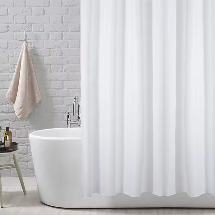 Cortina de ducha para baño - Resistente al moho y a los hongos - Blanco liso, 180 x 180 cm (71 x 71 pulgadas) | Tejido repelente al agua - 1