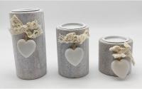 Bandeja con 3 portavelas de Madera con corazón y Arena Blanca 24 cm, Velas Decorativas jardín, baño, Bodas, decoración Vintage hogar - details 9