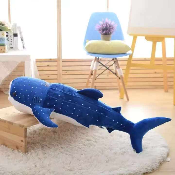 Almohada Corporal De Gran Ballena Tiburón En Poliéster Y Algodón Decorativa Para Sofa Cojín De Espalda De Peluche De Tiburón Marítimo Longo Juguete De Peluche Para Niños Regalo De Cumpleaños MOV - 1