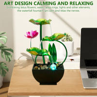 Fuente De Agua Para Mesa USB Con Piedras Naturales Y Luzes LED Fuente De Agua De Escritorio Estilo Zen Moderno Figura De Miniaturas - details 0