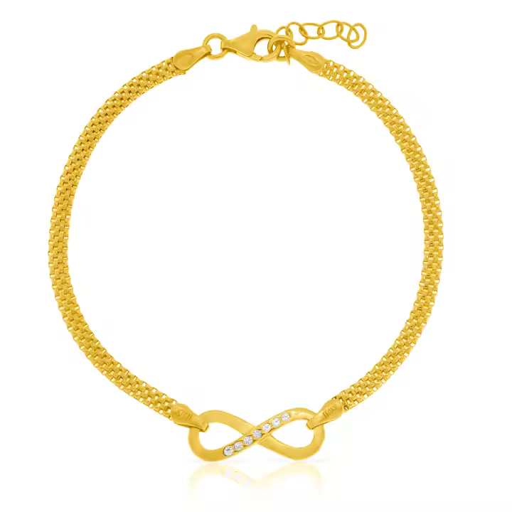 FIRENZE SILVER Pulsera Plata de ley 925 con detalle símbolo infinito con brillantes - 1