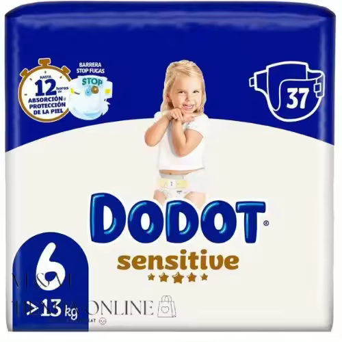 Dodot Sensitive Talla 6 (+13kg) Paquete de 37 pañales para bebé con barrera Stop Fugas - 1