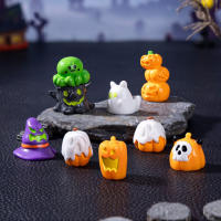 9Pcs Decoraciones De Halloween 3D Calabaza Fantasma Para Jardín De Hadas Muebles Artesanías Para Scrapbook Accesorios Para Casa Y Muñecas - details 9