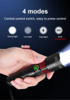 Linterna LED Recargable 9000LM Luz Blanca Láser Super Brillante 2000m Luz De Camping Torcha Potente Impermeable Para Aventura Al Aire Libre - details 11
