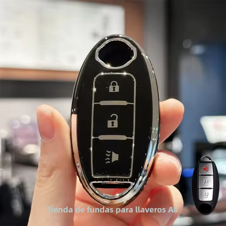 Cubierta De Llave Para Coche Lanyard De Cadena Para Nissan Altima Maxima Rogue Armada Pathfinder 3 Botones Smart Key TPU - 1