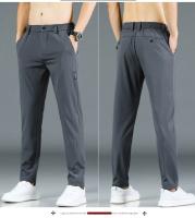 Pantalones Casuales Para Hombre De Seda Helada Verano Negro Gris Delgados Negocios Casual Elasticidad Transpirables Rectos Deportivos - details 6
