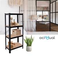 Ociodual Estanteria Metalica Tiny Negro, Estante Ideal para Hogar, Estanterias Trastero, Muebles, Oficina, Estanterias Almacenaje Divisible, Sin Tornillos, 240kg, 4 Baldas MDF, 150x60x30cm - details 2