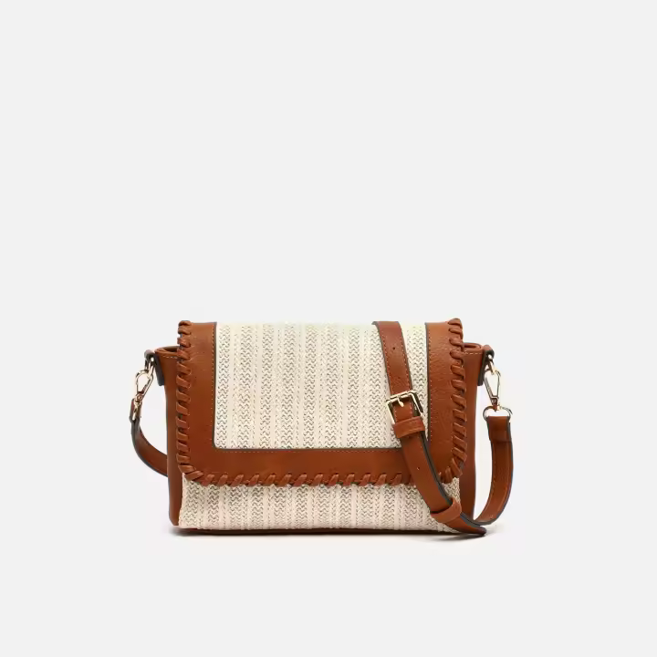 Misako Nika bolso bandolera pequeño efecto rafia Raffia / Playa - 1
