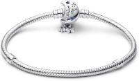 PANDORA Moments Pulsera de Plata de Ley with Cadena de serpiente y Cierres en forma de Luna with Cristal Azul Estilar y rounded cúbica transparente - details 1