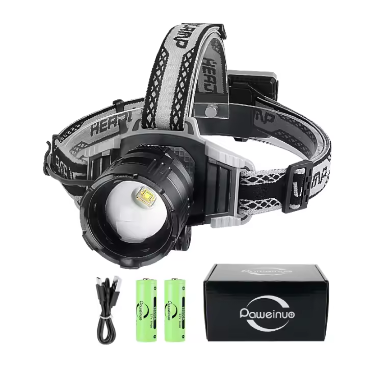 Linterna Frontal LED Recargable De 30W Con Zoom Telescópico USB Tipo-C Para Pesca En El Mar Y Camping Luz De Trabajo Potente Y Ángulo Amplio 180° Impermeable - 1