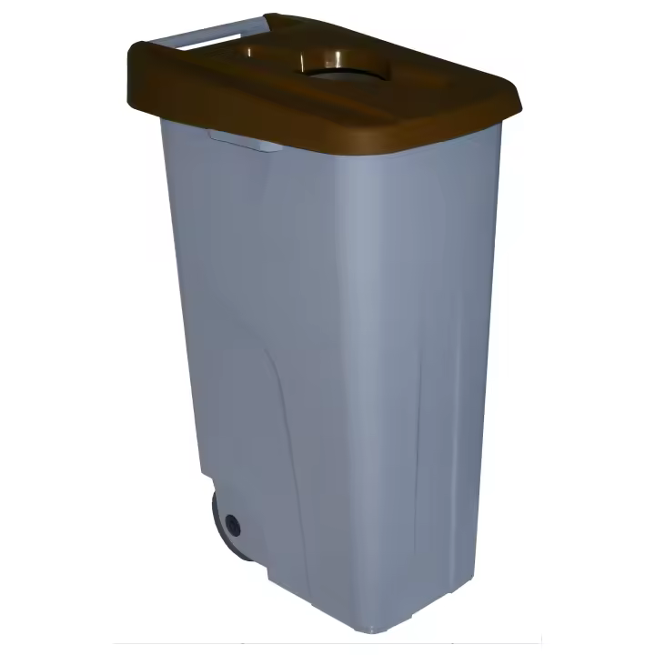 Denox Contenedor Reciclaje 110 Litros Abierto con Ruedas y Clip de Seguridad - 1