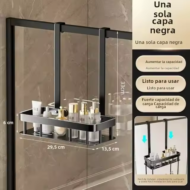 Rack De Almacenamiento Para Baño Colgante Sobre Puerta Caddy De Ducha Doble Capa Organizador De Estante De Ducha Moderno Y Sencillo - 1