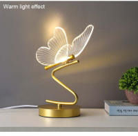 Lámpara De Mesa LED Para Iluminación Interior Botón De Encendido Decoración Para Hogar Dormitorio Sala De Estar Restaurante Estilo Nórdico Con Mariposa - details 4