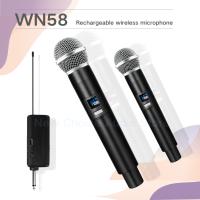 Micrófono Inalámbrico UHF SP De 2 Canales Fijo Para Karaoke Fiesta Iglesia Concierto Presentación Stage Transmisor Mano Micrófono Profesional - details 0