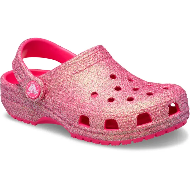 Crocs Zuecos Classic Iridescent Glitter Rosa Unisex - 1