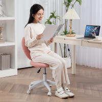 Silla de Oficina Silla giratoria de oficina en casa con respaldo en forma de corazón, sin reposabrazos Silla de Lana Teddy regulable en Altura para estudio, Pink - details 1