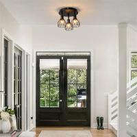 Lámpara De Techo Estilo Industrial Americana Para Sala De Estar Foyer Pasillo Dormitorio Iluminación Interior De 3 Cabezas Material Metálico Negro - details 6