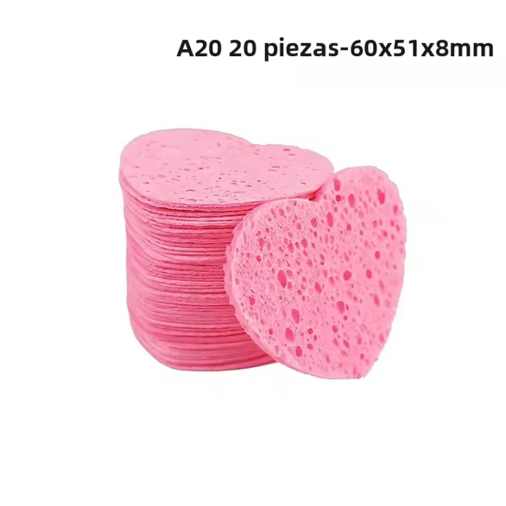 20/50Pcs Esponja De Cosméticos De Madera Natural Y Algodón Comprimido Para Limpieza Facial Y Retiro De Maquillaje Herramienta De Cuidado Del Rostro - 1