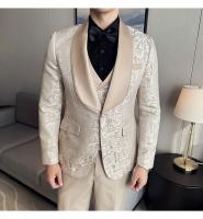 Traje De Tres Piezas Para Hombre Estilo Británico Primavera 2025 Traje De Negocios Casual Chaqueta Pantalón Alta Densidad Jacquard Vestido De Boda - details 19