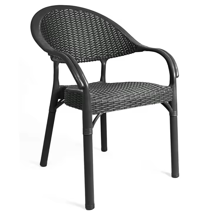 Sillón apilable, imitación a rattán, polipropileno blanco. Uso en exterior e interior. Otros colores disponibles. - 1