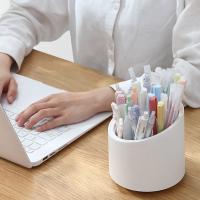 Organizador De Maquillaje Con Portar Cepillos Y Tapa Contenedor De Almacenamiento Para Cosméticos Para Mesita De Noche Y Baño - details 2