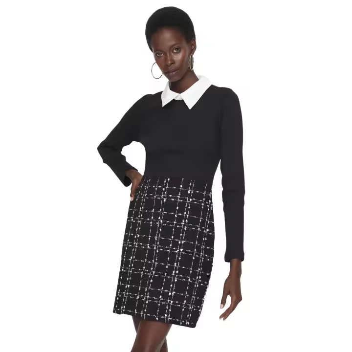 Trendyol Black Tweed Woven Dress Twoaw21El0454 - 1