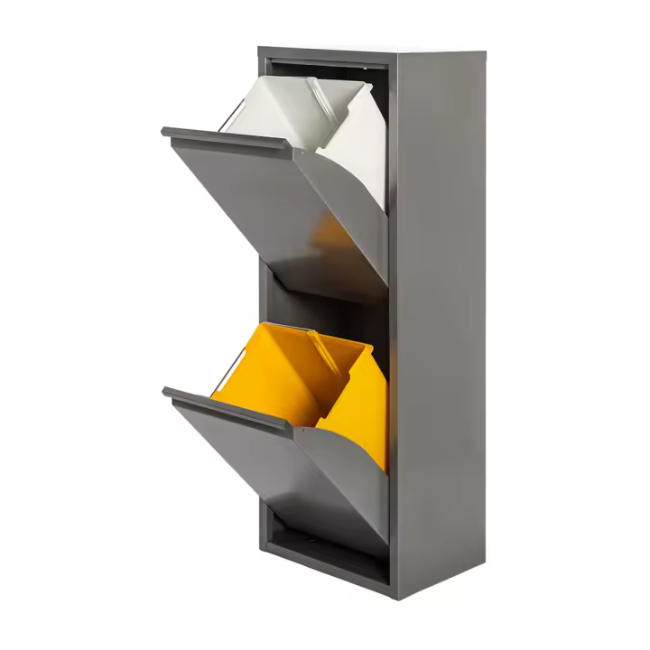 ARMARIO METALICO RECICLAJE 2 CAJONES GRIS 92x35x25cm - 1
