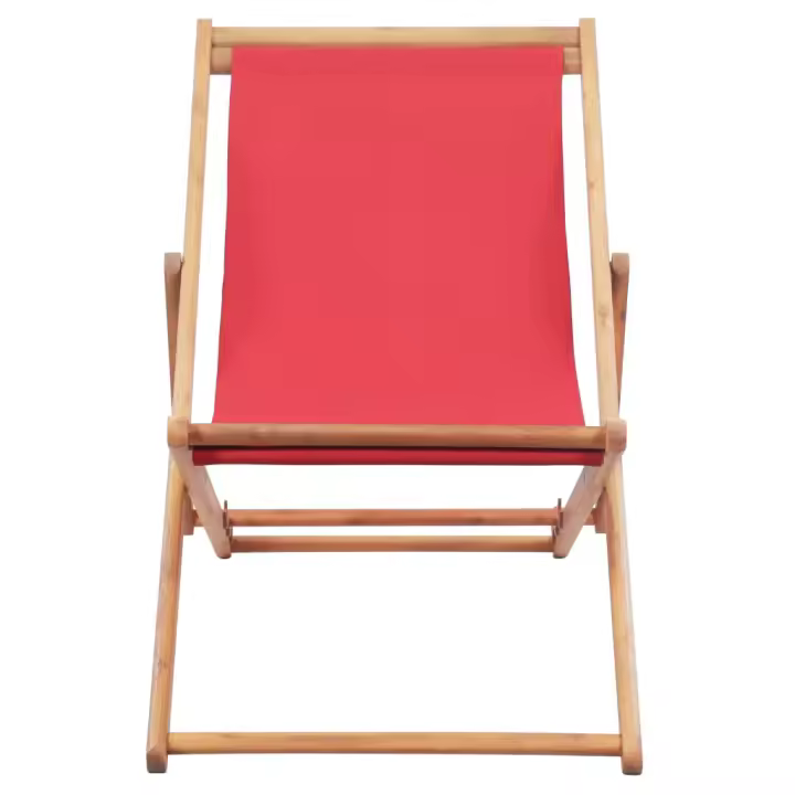 Silla de Playa plegable de Tela y Estructura de Madera Roja - 1
