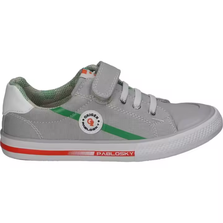 PABLOSKY | Zapatilla Pablosky para Niño – Lonas en Color Gris y Detalles en Verde y Rojo – Sneaker con Cordones y Velcro – Máximo Ajuste – Ligeras y Cómodas – Casual – Modelo 976050 - 1