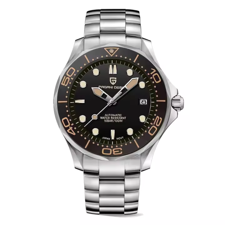 Reloj De Pulsera Mecánico PAGANI DESIGN Para Hombre Resistente Al Agua Cristal De Esmeril NH35A Automatico Con Calendario Completo Y Luz Nocturna - 1