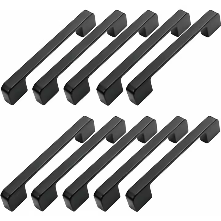 MINKUROW, 10 Uds., Tirador De Muebles, Distancia Central, 96mm, Tirador De Puerta De Cocina Negro, Tirador De Barra De Muebles, Tirador De Cocina Negro De 96mm - 1