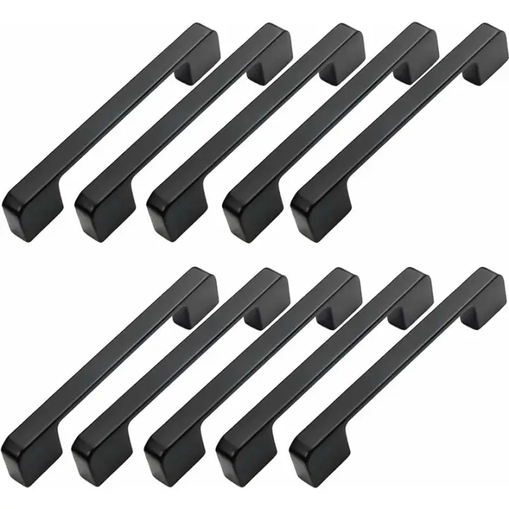 MINKUROW, 10 Uds., Tirador De Muebles, Distancia Central, 96mm, Tirador De Puerta De Cocina Negro, Tirador De Barra De Muebles, Tirador De Cocina Negro De 96mm - 1