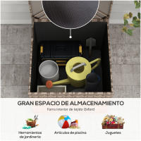 Outsunny Baúl de Exterior de Ratán Sintético 75x75x70 cm Arcón de Almacenaje con Varilla Hidráulica y Marco de Acero Carga 50 kg Caqui - details 3