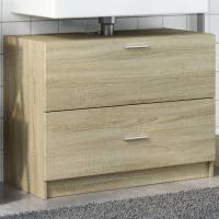 vidaXL Armario de lavabo madera de ingeniería 78x37x59 cm en color Blanco/Roble Sonoma/Gris sonoma y más | almacenamiento funcional diseño moderno para baño dormitorio sala - details 1