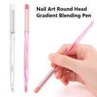 Cepillo De Arte De Uñas Con Mango De Acrílico Para Mezcla Suave Sombreado Y Detalles En Ombre Gradient Redondo En Rosa Y Transparente - details 0