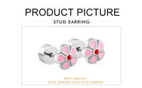 LUXUSTEEL Pendientes De Estilo De Flor Rosa Para Mujeres Niñas Y Niños Joyería De Lujo De Acero Inoxidable Con Cristal Redondo - details 1