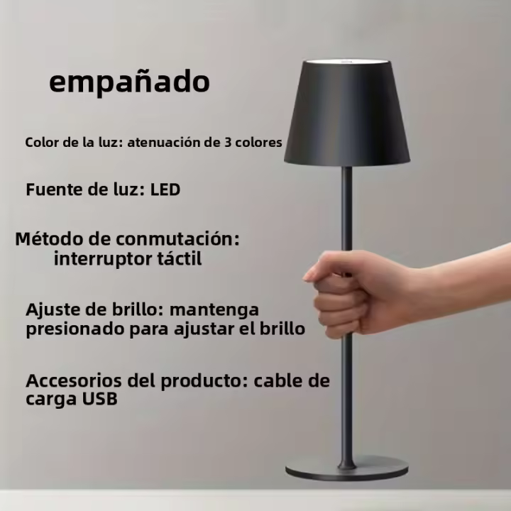 Lámpara De Mesa Recargable Con Sensor Táctil LED Luz Nocturna Para Lectura Sin Cable Decorativa Para Hotel Bar Restaurante Dormitorio - 1