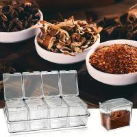 Juego De Contenedores Para Condimentos De Plástico PET Translúcido De Cuatro En Uno Con Cuchara Y Botella Para Uso Doméstico Y De Cocina - details 3