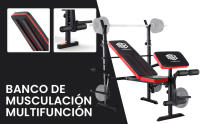 ManiBoom Banco Musculacion PLEGABLE y Ajustable, Gimnasio en Casa COMPLETO con Banco de Pesas MULTIFUNCIONAL, Soporte Barra Press Banca con Carga de Hasta 200KG, Banco de Abdominales Estable - details 0