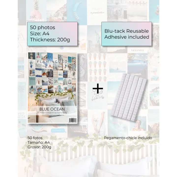 Flamingueo Set 50 Fotos Pared Decoracion Habitacion Aesthetic Decoracion Hogar Vinilos Pared Adhesivo Incluido Decoracion Paredes Dormitorio Posters Para Pared Habitacion Adolescente 210 x 297 mm (A4) - 1