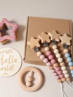Juego De Regalo Para Bebé Recién Nacido Mordedor De Silicona Estrella Y Golondrina Rattle De Madera Propiedades Fotográficas Para Niños Y Niñas De 0 a 1 Año - details 5