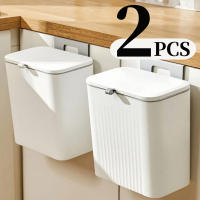 Bandeja De Papelera De Cocina Con Montaje En Pared 9L Caja De Basura Para Armario De Cocina Y Baño Con Tapa Recipiente De Residuos Ecológico De Plástico - details 0